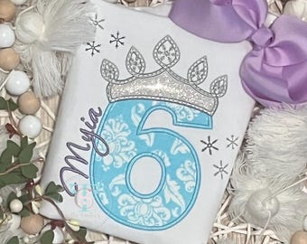 Ice Queen Alphabet with Small Frozen Snowflakes - Ice Princess Custom Shirt or Bodysuit - Frozen Ice Princess