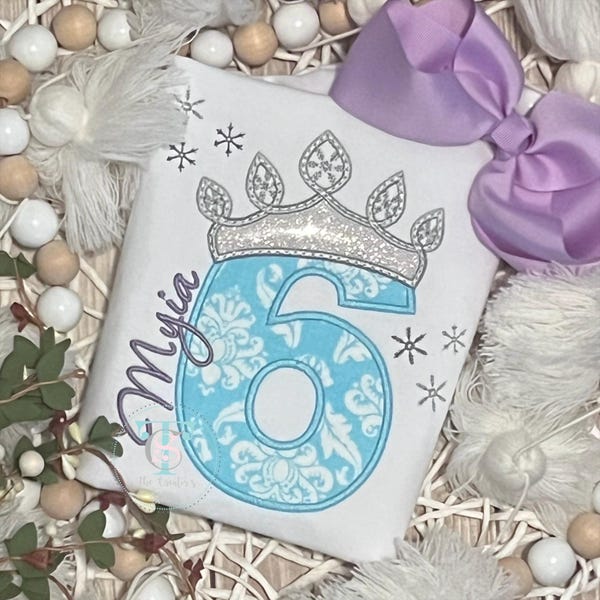 Ice Queen Alphabet with Small Frozen Snowflakes - Ice Princess Custom Shirt or Bodysuit - Frozen Ice Princess