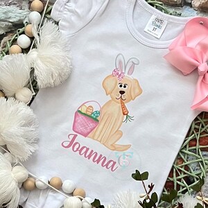 Girls Easter Bunny Yellow Lab and Carrot Shirt, Dog Easter Shirt, Easter TShirt, Customized Easter Shirt, Personalized Easter Tee
