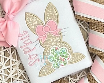 Cute Easter Bunny Shirt, Customized Easter Shirt, Applique Easter Bunny, Easter Tee for Children