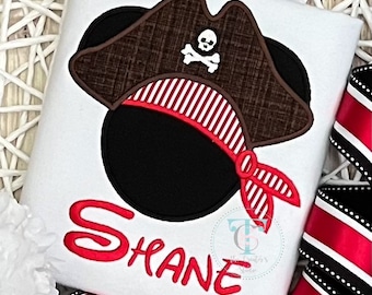 Mickey Mouse with Pirate Hat Personalized Shirt - Disney Vacation Mickey Shirt - Monogrammed Mickey Birthday Shirt