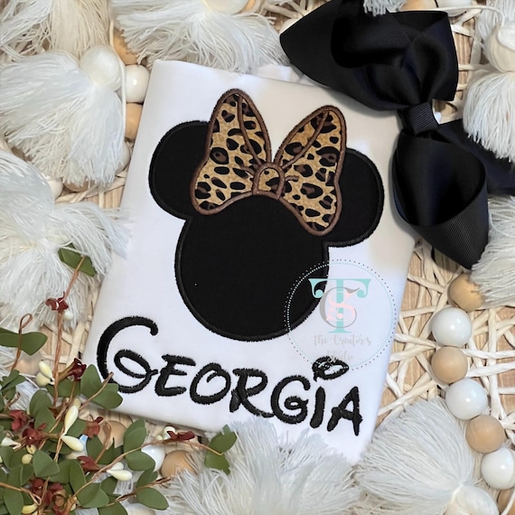 Minnie Mouse Applique with Bow Personalized Shirt - Disney Vacation Minnie Shirt - Monogrammed Minnie Birthday Shirt
