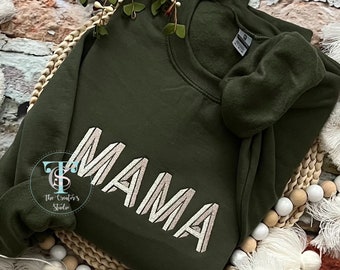 Embroidered Name Sweatshirt, Mama, Mimi, Nana, Momma, Script Name Sweatshirt with Established Date under, You pick the Colors and Name