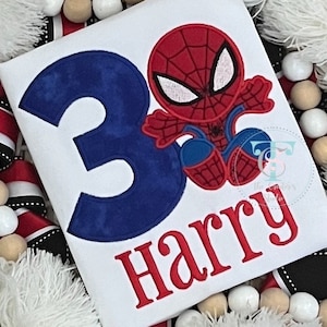 Spider Boy Inspired Shirt, Embroidered Spider Shirt for Birthday Party, Super Hero Tee for Boys and Girls, Spider Inspired Shirt, Any Age
