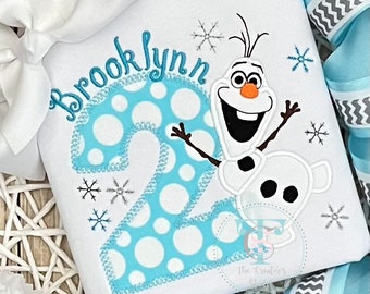 Snowman Inspired Birthday Shirt, Frozen Inspired, Snowman Inspired Custom Shirt, Embroidered T-Shirt, Applique T-Shirt, Personalized T-Shirt