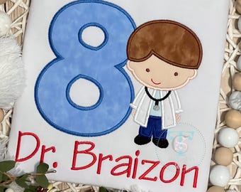 Boy Doc Birthday Custom Shirt or Bodysuit, Doctor Boy Birthday Shirt, Doc Shirt, Doc applique shirt, Toddler Shirt, Boutique Picture Shirt