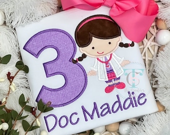 Girl Doc Birthday Custom Shirt or Bodysuit, Doctor Girl Birthday Shirt, Doc Shirt, Doc applique shirt, Doc McStuffins shirt, Doc McStuffins