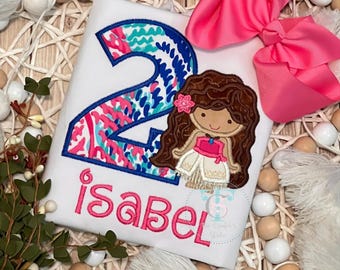 Island Girl Cutie Personalized Shirt, Moana monogrammed shirt, Island Girl tee, Birthday Shirt, Moana Inspired Cutie, Embroidered Childrens