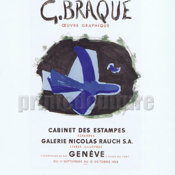 Georges Braque Oeuvre Graphique Nicolas Rauch A Geneve 1958 - Lithograph poster by Mourlot - Paris.