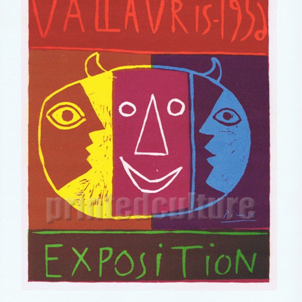 Pablo PICASSO Exposition Vallauris 1956 - Lithograph poster by Mourlot - Paris.