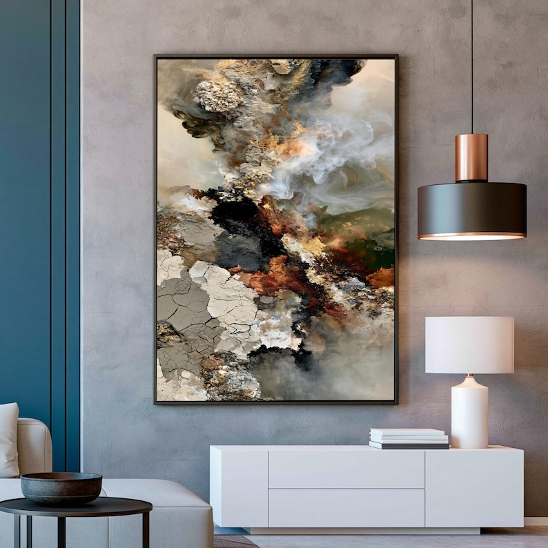 Rustic Textured Abstract Abstract Earth Texture Canvas Wall Art, Rustic Mixed Media Design ...