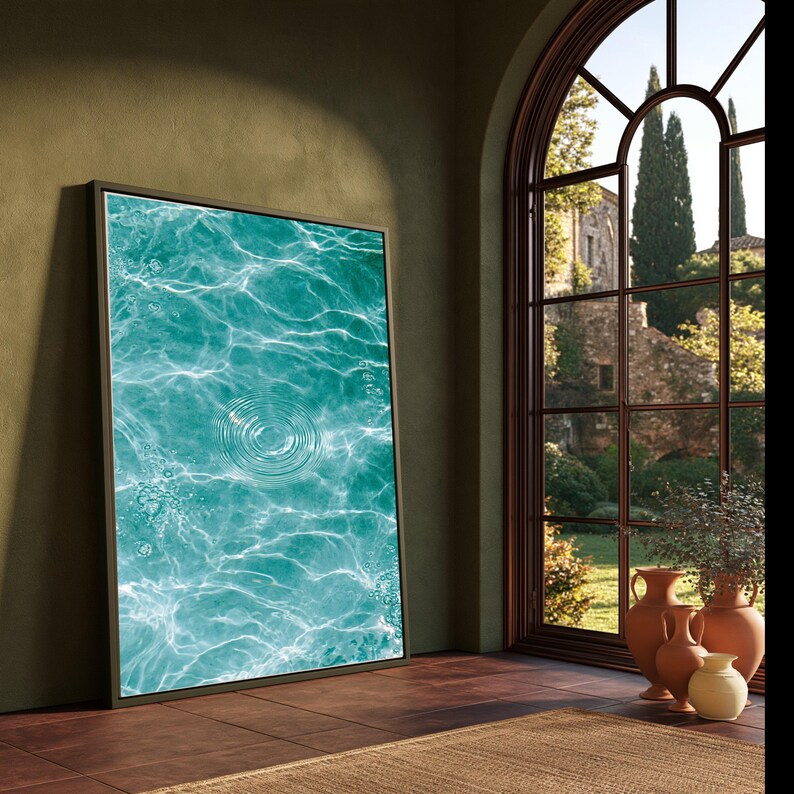 Soothing Blue Tranquil Water Ripples Canvas, Aqua Blue Pool Art, Serene Ocean Waves ...