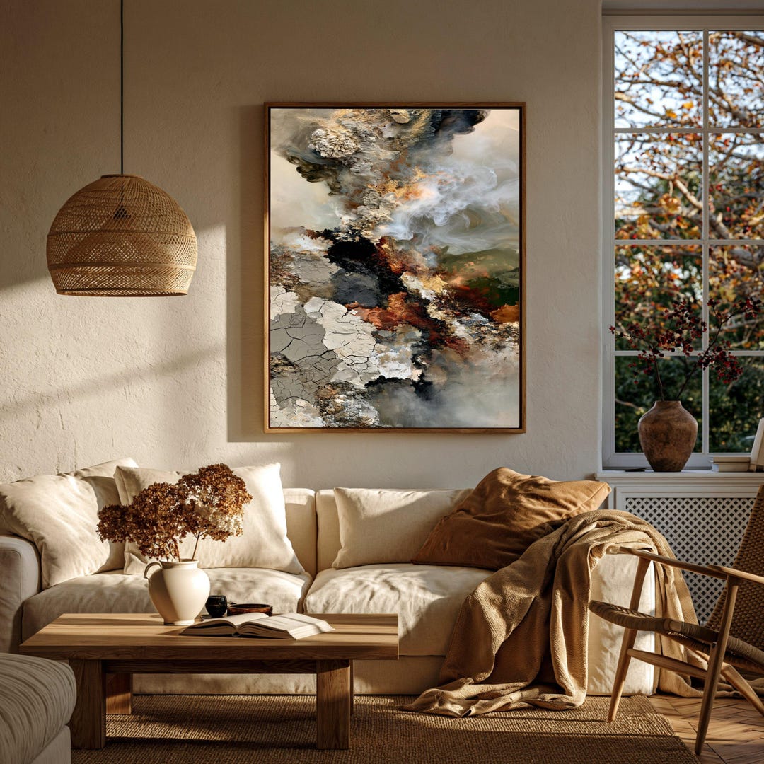 Rustic Textured Abstract Abstract Earth Texture Canvas Wall Art, Rustic Mixed Media Design ...