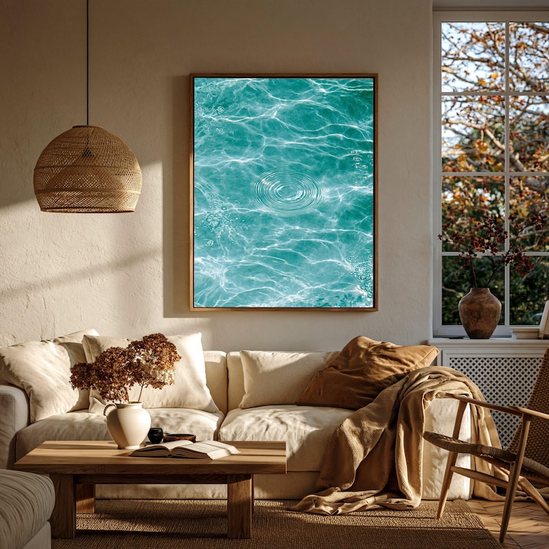 Soothing Blue Tranquil Water Ripples Canvas, Aqua Blue Pool Art, Serene Ocean Waves ...