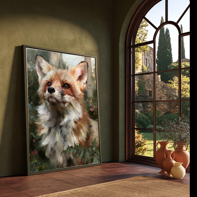 Majestic Red Fox Portrait Canvas, Woodland Animal Wall Art, Rustic