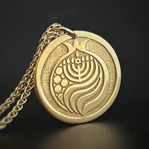 Menorah Necklace Gold, Menorah Medallion, Judaica Necklace Solid Gold, Jewish Necklace Pendant, Menorah Pendant Necklace Jewish Jewelry Gold