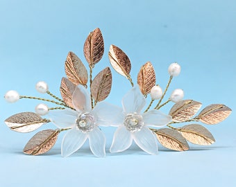 Wedding Hair Pins Rose Gold Hair Pin Wedding Hair Accessories Wedding Hair Pieces For Bride, Gold Bridal Hair Pins Flower Hair Pin Rose Gold