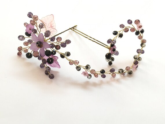 Purple Bridesmaid Hair Accessories Bridesmaid Headpiece Etsy