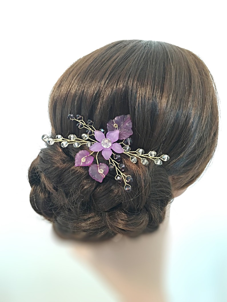 purple hair pin bridal, wedding hair piece wedding hair accessories, hair  pieces for wedding hair pins floral hair piece flower headpiece