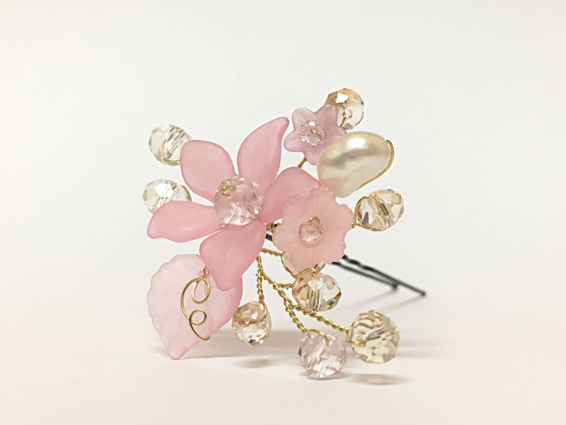 Bridal headpiece wedding headpiece pink headpiece crystal Etsy