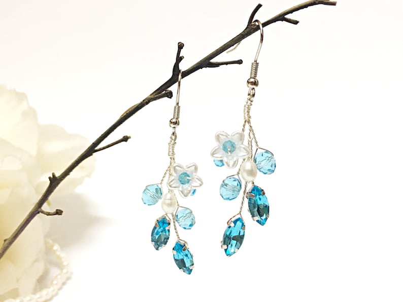 Bridesmaid Jewelry Set Blue Necklace And Earring Set Bridesmaid Necklace Blue Bridesmaid Earrings Blue Jewelry Set Wedding Jewelry Set Blue