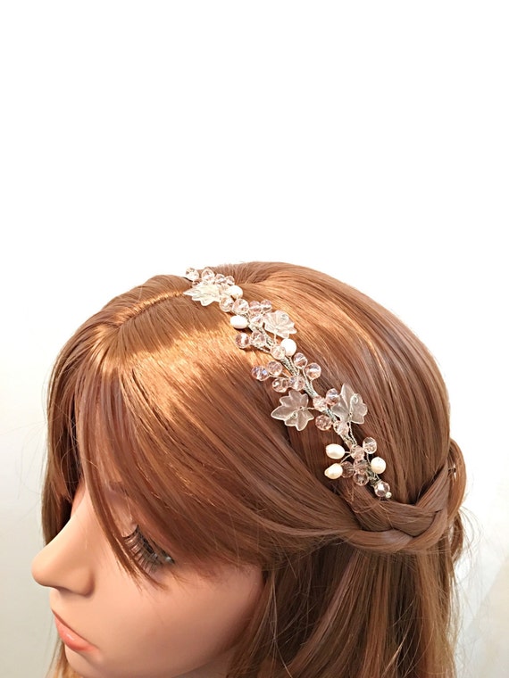 Pink Wedding Headband Bridal Headband Crystal Wedding Etsy