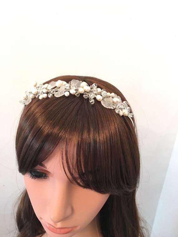 Pearl Wedding Headband Bridal Headband Crystal Wedding Etsy