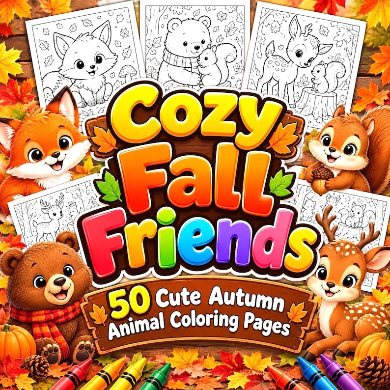 Fall Coloring Pages | Coloring Books | Autumn Cute Animals | Halloween ...