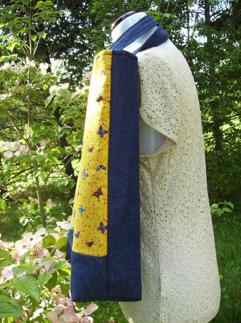 Yellow Butterfly Tote Bag Large Tote Bag Denim Tote Bag Large CraftMarketBook Tote Bag