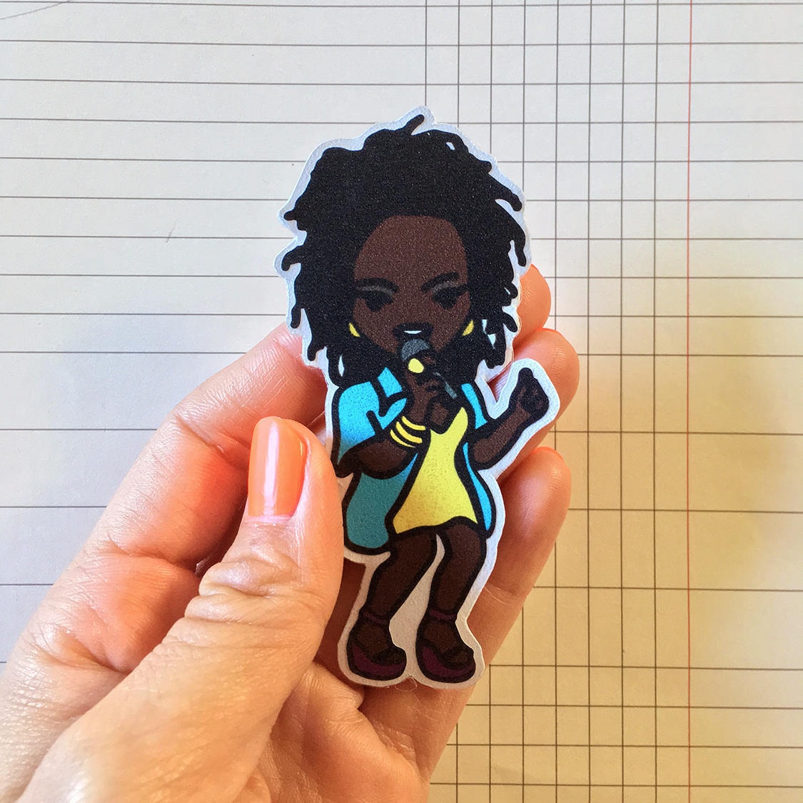 Pegatina de Lauryn Hill con la frase "Doo Wop That Thing"