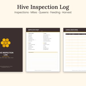 Beekeeping Log Printable, Hive Inspection Sheet, Varroa Mite Journal (PDF Download)