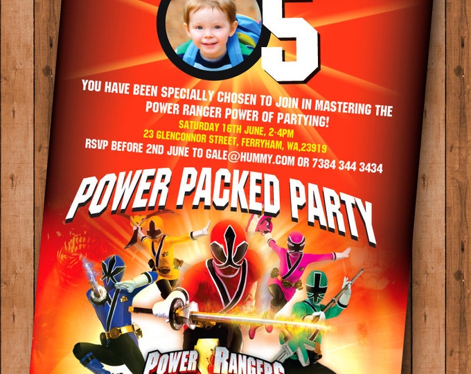 Power Rangers Samurai Birthday Invite Printable Digital File - Etsy