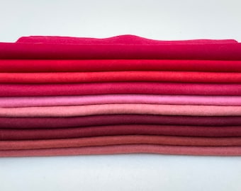 Reds 100% Wool Felt Hand Dyed Individual Sheets