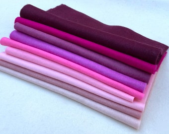 Pinks 100% Wool Felt Hand Dyed Individual Sheets