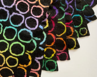 Rainbow circle tie dye 100% Wool felt
