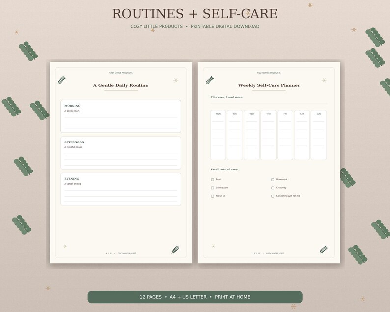 Winter Reset Planner Printable | Cozy Self Care Journal, Mood Tracker ...