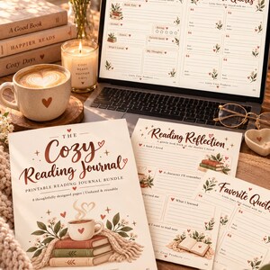 Printable Reading Journal | Cozy 8-Page Book Tracker, Reviews & TBR Wishlist PDF