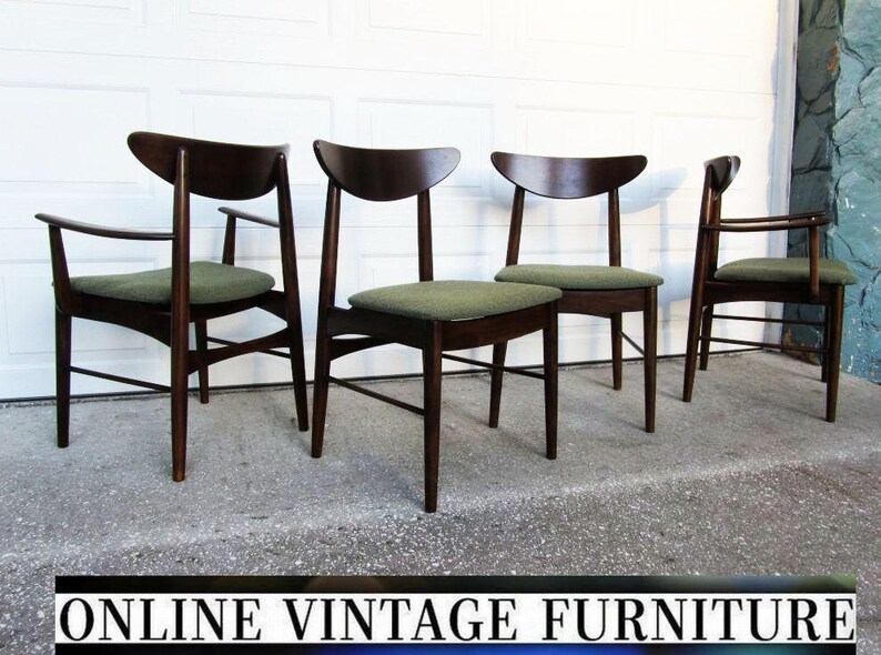 4 Red 1950s Chairs By Stanley Furniture Vintage Mid Century Image 0