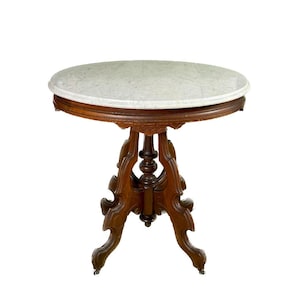 stunning antique marble top parlor table Victorian era 1800&#39;s end side accent table
