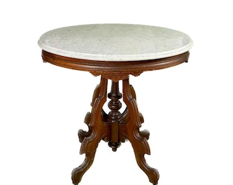 stunning antique marble top parlor table Victorian era 1800's end side accent table