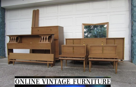 1950s Rare Full Bedroom Set Kent Coffey Sequence Dresser Etsy