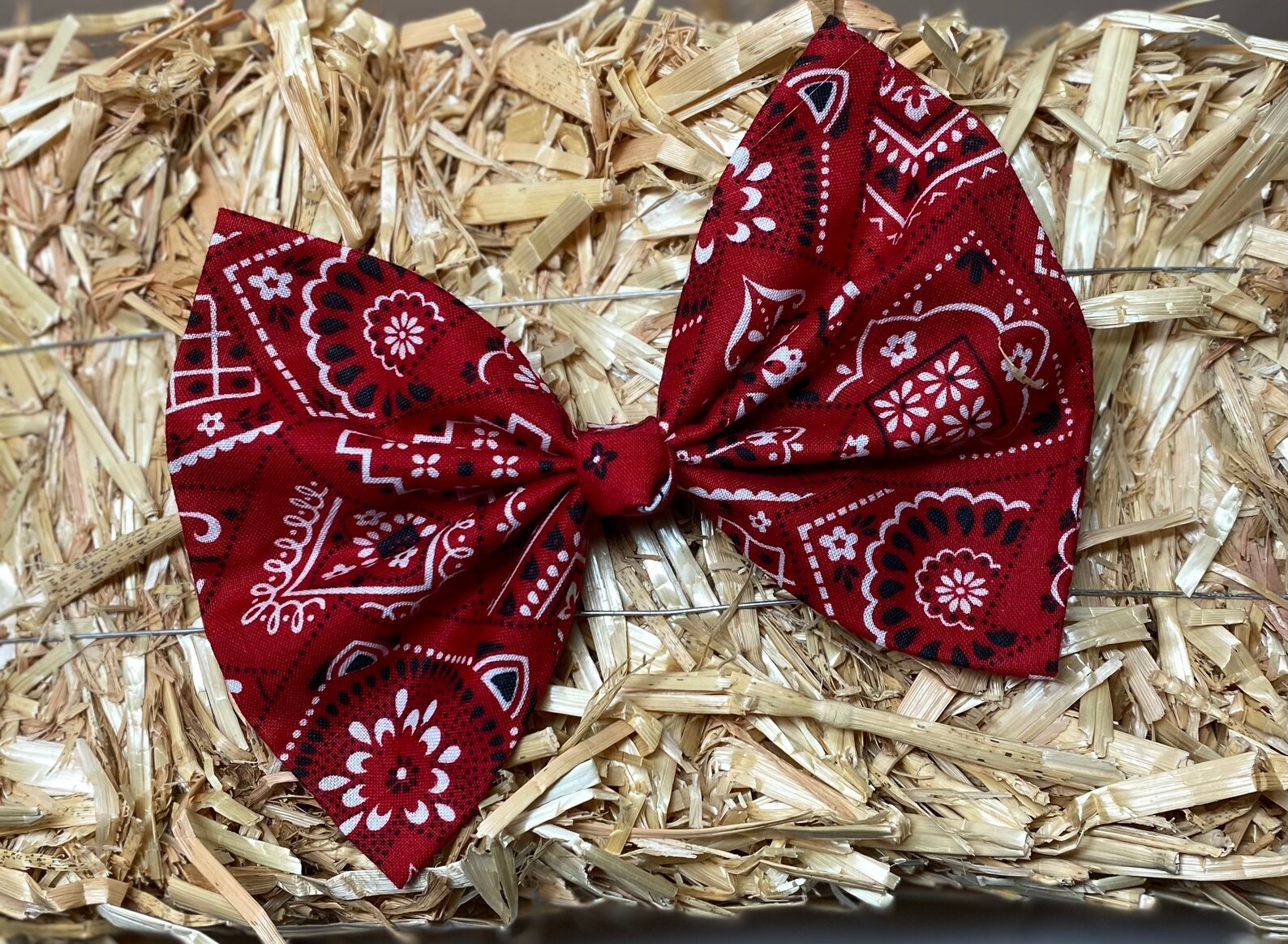 RED Paisley Bandana Hair Bow. LRG Western Style Tuxedo Fabric Etsy