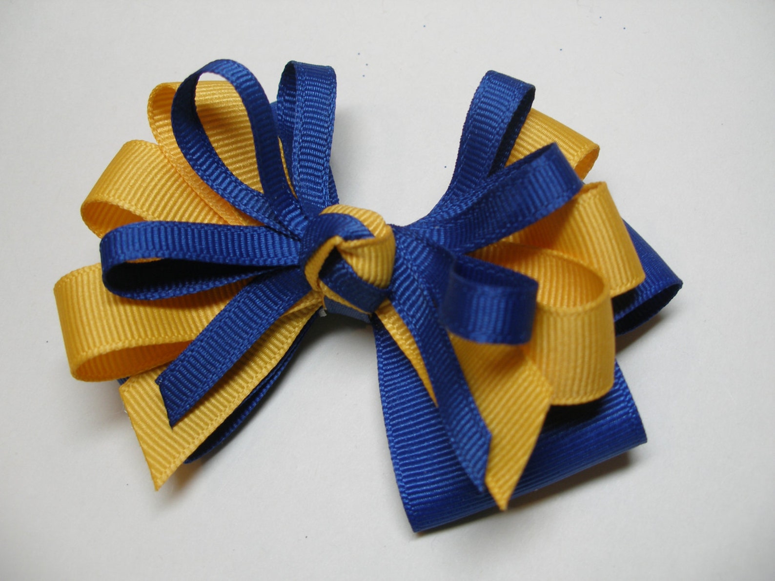 Handmade Yellow and Blue Hair Bows - wide 3
