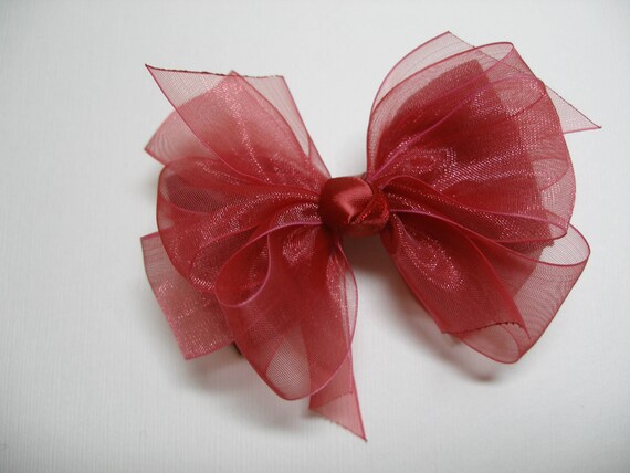 Baby Girl XMAS Ivory Gold Elegant Sheer Organza Glitz Hair Bow Headband Clip