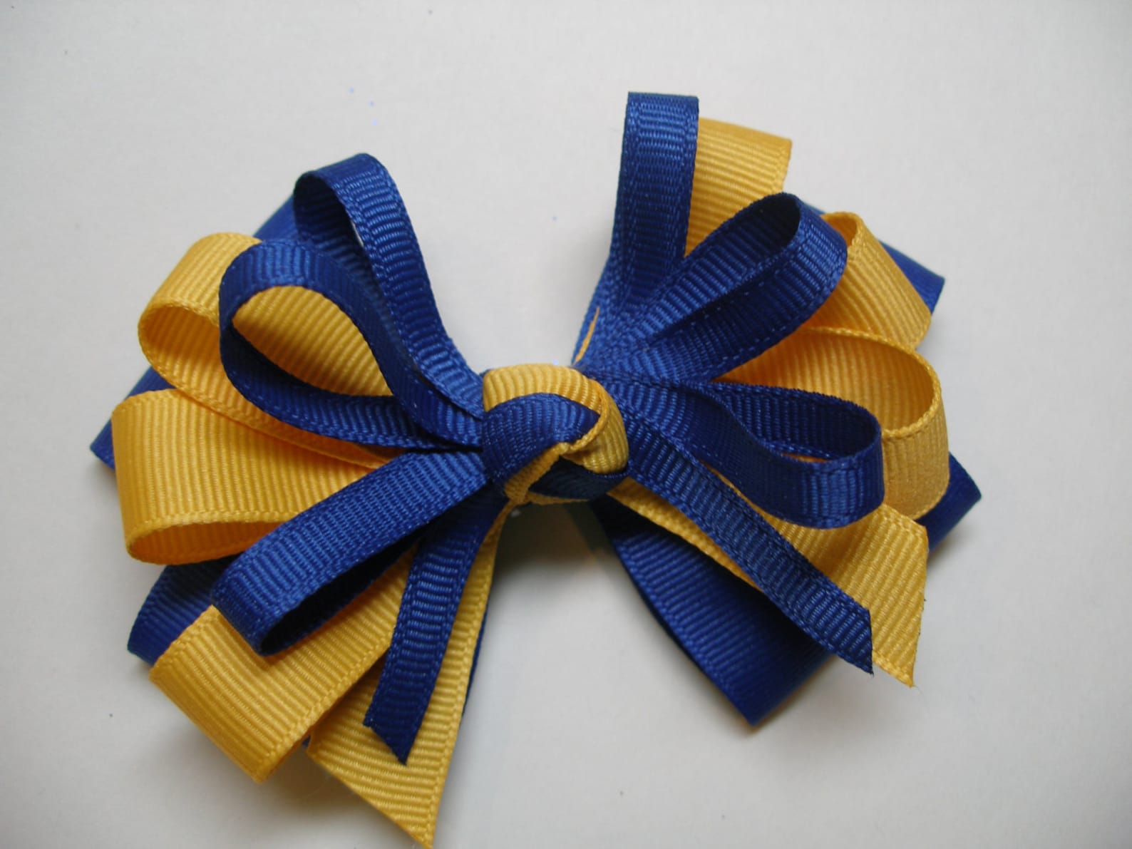 Yellow and Blue Glitter Hair Bow - wide 4