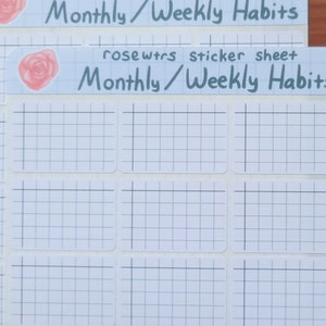 Weekly and Monthly Habit Tracker sticker sheet functional planner stickers for bullet journals image 3