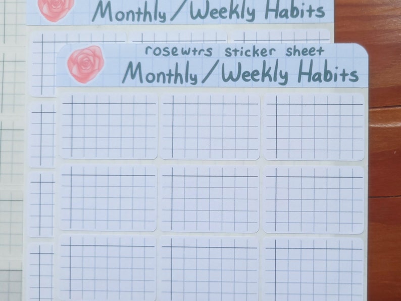 Weekly and Monthly Habit Tracker sticker sheet functional planner stickers for bullet journals image 3