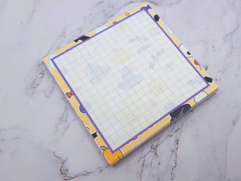 Trick or Treat handmade memo pad and sticky notes 48 sheets Grid memo pad