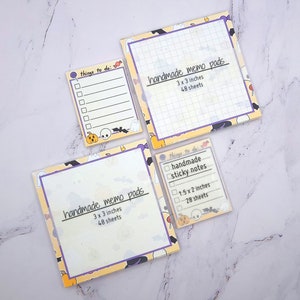 Trick or Treat handmade memo pad and sticky notes 48 sheets image 1