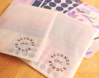 Seconds Bundle surprise packs | b-grade sticker sheets + die cut sticker packs | oops sticker bags